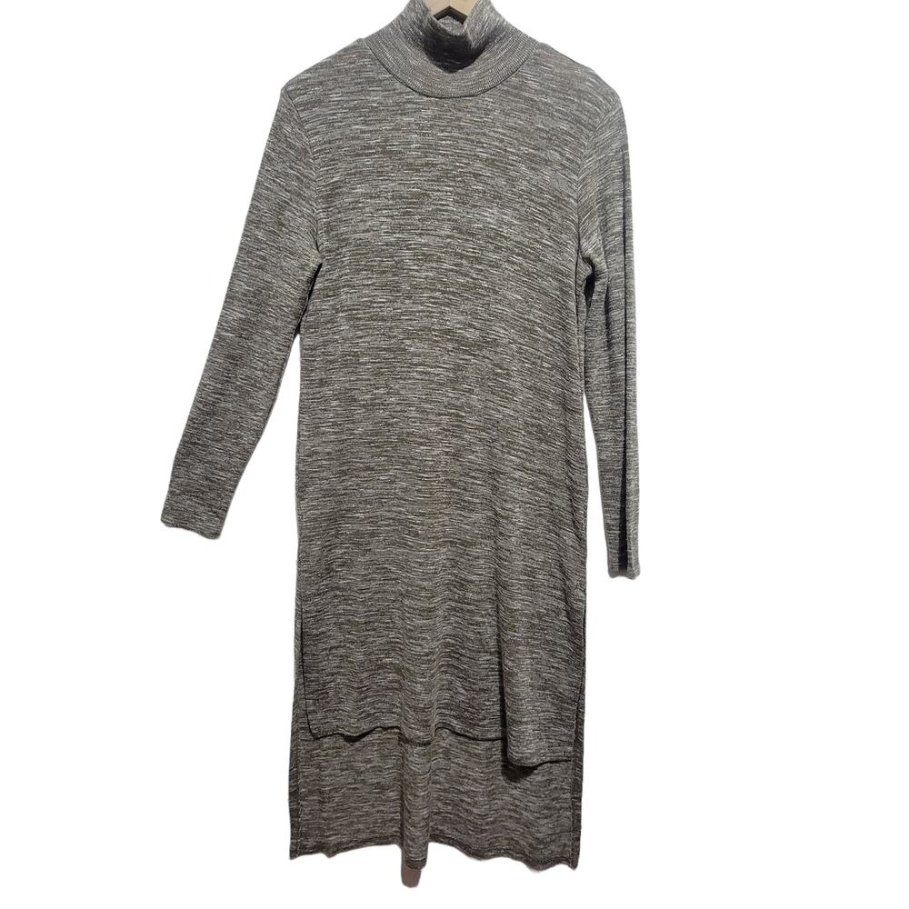 Soft Surroundings Womens Marled Knit Mock Neck Maxi High Low Dress Size Small